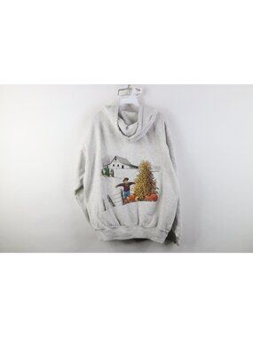 Vintage 90s Streetwear Mens Large Distressed Farm Scarecrow Full Zip Hoodie